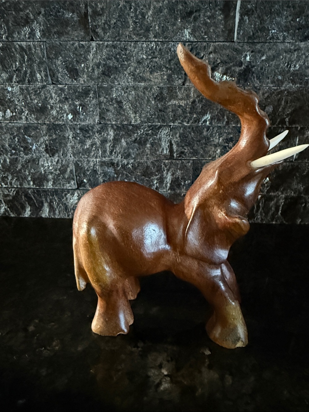 Wooden Elephant Sculpture - Rustic Brown Home Art Decor